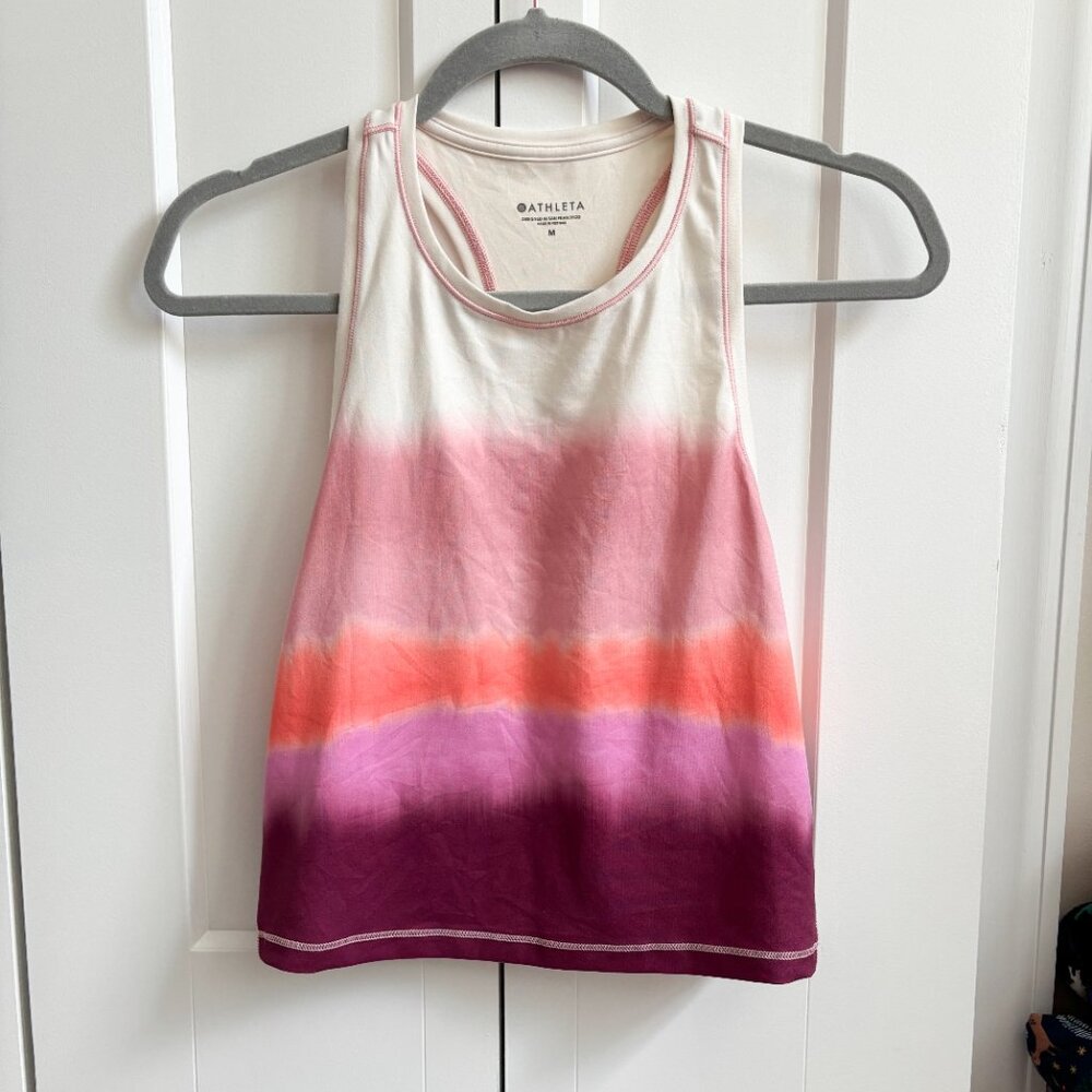 Athleta Shanti Printed Crop Tank in Sea Spray Vintage Plum Size M